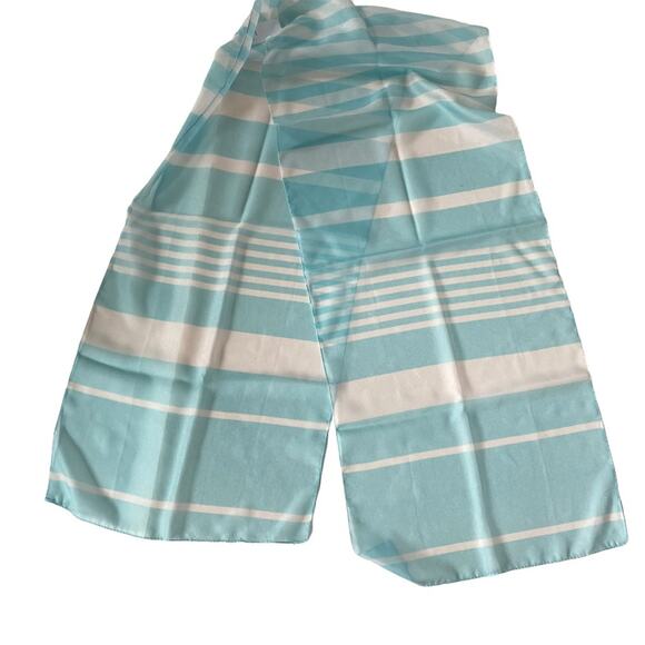 Lightweight Summer Scarf Stripe Light Blue White Made in Italy EUC - Picture 3 of 8
